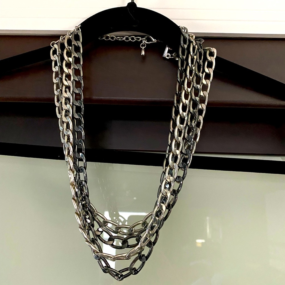 Multi Strand Statement Chain Necklace - image 1